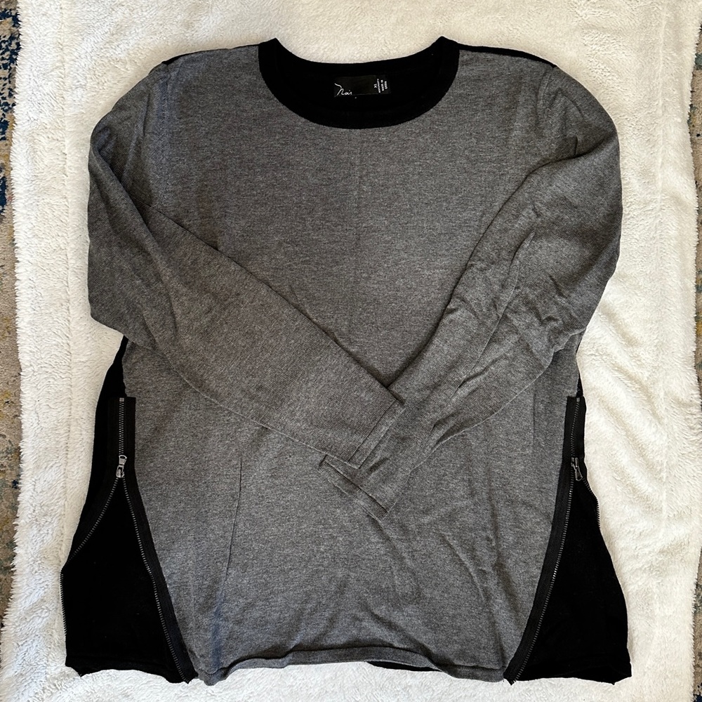 NOIR Maternity Side Zip Sweater Gray Black Size XL